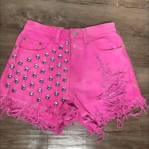 One of a kind hot pink vintage high waist shorts